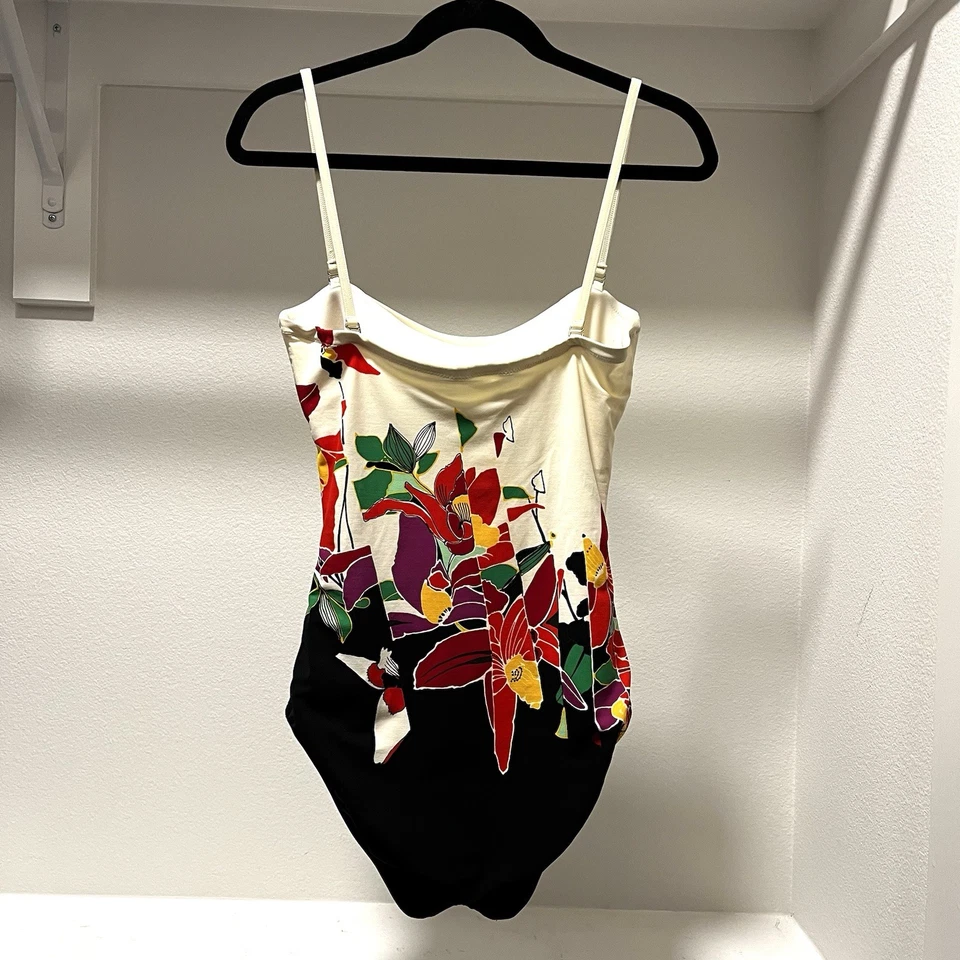 Traje de baño Gottex vintage de una pieza gráfico floral correa extraíble playa talla 12 Foto 3 de 4