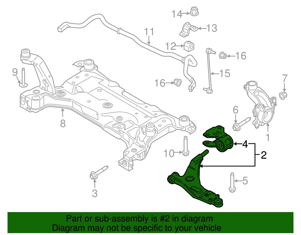 Genuine Ford 2015-2019 Lincoln MKC - Arm Assembly Front Suspension EJ7Z-3078-A - Image 2 of 4