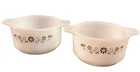 DYNAWARE PYREX (2) DAISY MINI MILK GLASS BAKEWARE DISH MIRCO / OVEN
