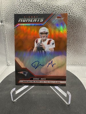 2025 Topps Finest Moments Auto Drake Maye #FMA-DM Orange 10/25 Jersey Match🔥👀