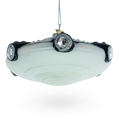 Intriguing UFO/ Alien Spaceship Glass Christmas Ornament - Picture 3 of 4