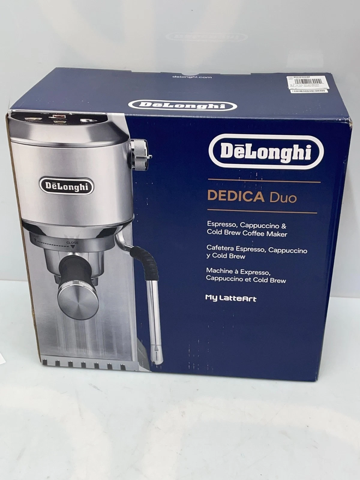 Delonghi EC890M Dedica Duo Espresso Machine with Cold Brew Metal NEW