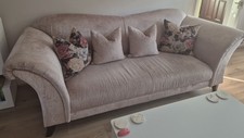 Sofology Pink Chenille 3-Seater Sofa & Matching Loveseat Set + 6 Cushions