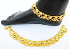 Indian Gold Plated Payal Foot Designer Chain Anklet Set Ethnic Fashion Jewelry