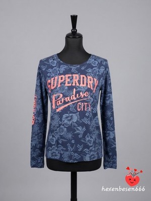 Superdry Shirt Basic Langarmshirt Blau Gr.34 XS 36 S