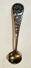 Antique Gorham Sterling Silver Salt Demitasse Spoon Ornate Floral Dsn Gold Wash