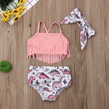 Baby Girl Swimsuit Infant 3PCS Suit Toddler Bathing Tassel Bikini Beach Swimwear