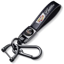 Genuine Leather Car Keychain for Cadillac Key Chain for Men and Women Family Pre