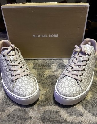 NEW Michael Kors Poppy Lace Up Sneakers Womens 7M Powder Blush MK Logo Shoes