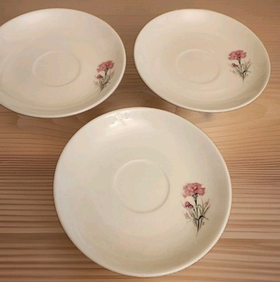 3 Vintage Pink Carnation Japan Saucers
