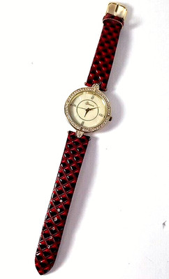 Geneva Woman's Watch Mother Of Pearl Face Surrounded By Crystals Gold-Tone Hands