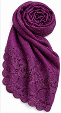 ETRO Milano Extra Long Black Scarf 87" X 30" with Purple Metalic threading.