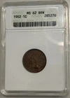 1902 US 1C Indian Head Cent - ANACS MS 62 BN Old Soapbox Holder