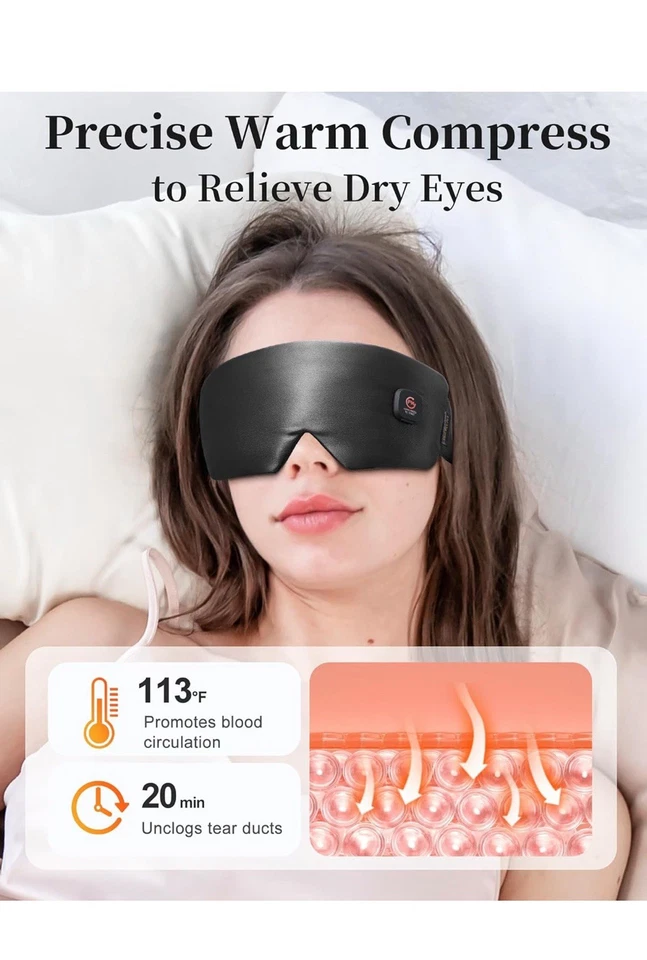Heated Eye Mask Warm Compress: Silk Cordless Heating Pad for Dry Ey... Fast Ship - Image 4 of 4