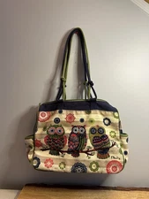 Paul Brent-Triple Owl-Canvas~ Surf ~n~ Sand ~Tote Bag-. Nice Condition!