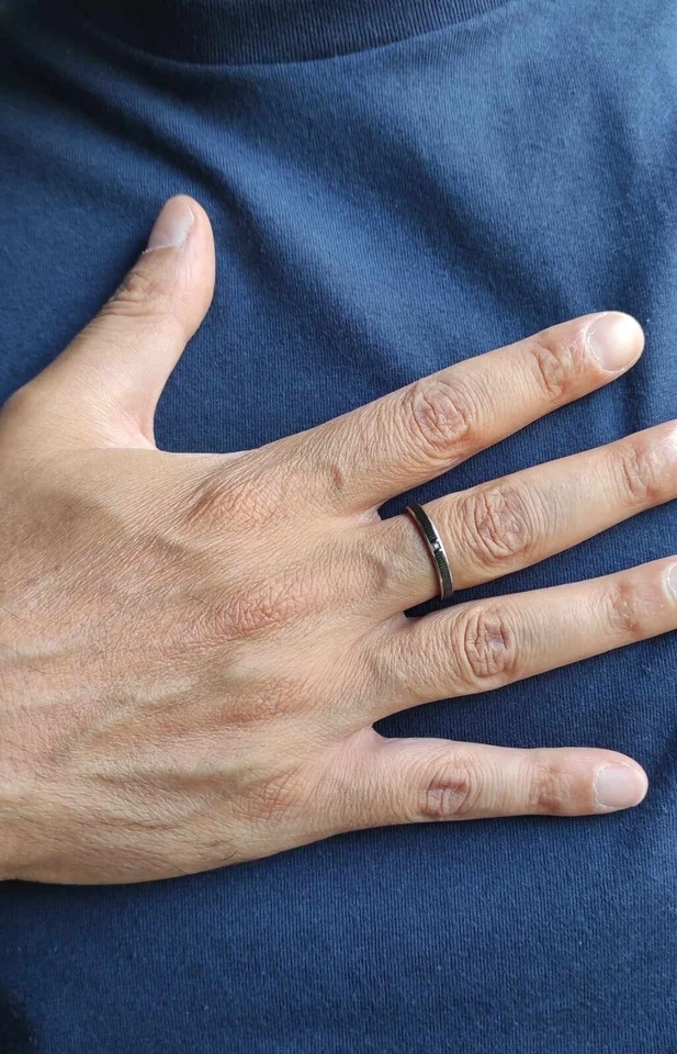 Anello Uomo S’Agapò SFN33E Acciaio Nero Zirconi Taglia 27 Originale - Immagine 2 di 2