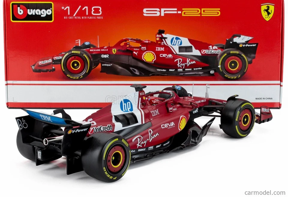 FERRARI F1 SF-25 LECLERC GP 2024 scala 1:18 BBURAGO 16816-L - Immagine 4 di 4
