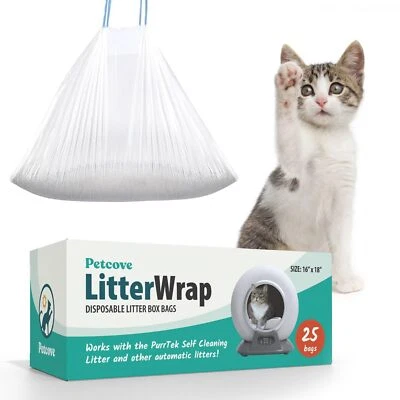PETCOVE Premium Self Cleaning Cat Litter Box Liners Kitty Bags Poop Pet Waste & Durable