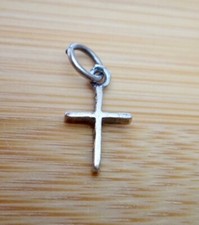 Sterling Silver TINY 7x12mm Plain 3D Cross Charm 