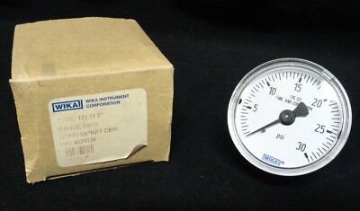 WIKA GAUGE 2'' ~ PN: 131.11 ~ 4228735 ~ 0-30 PSI ~ Rear 1/4'' NPT CBM ~ NEW in BOX