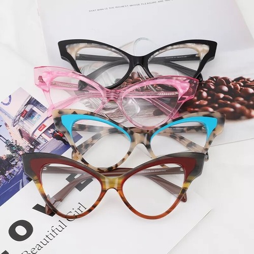 Gafas geométricas de acetato Cateye para mujer estilo único marcos de gafas de plástico - Imagen 2 de 26