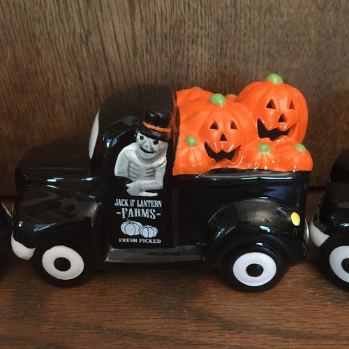 Mr. Halloween LED Lighted Skeleton Ghost Pumpkin Set Of 3 Ceramic Holiday - Picture 2 of 15