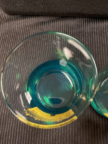 ARABIAN NIGHTS 10 oz glasses ELOQUENT COLOR TEAL 2019 SENIOR PROM Set of 2 VGUC - Picture 4 of 8