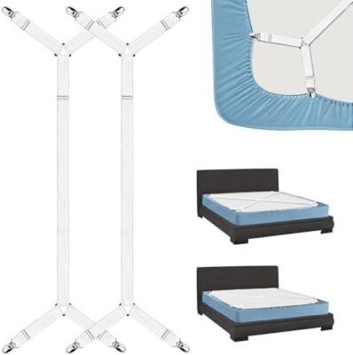 TRIXES Bettlakenclips x2 - Matratzengurte Hosenträger Greifer Befestigungen Halter