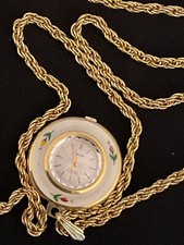 Vintage Timor 17 RUBIS INCABLOC  Pendant Watch Floral Design