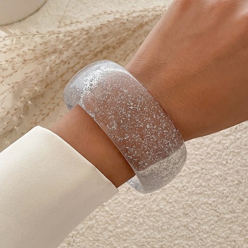 40mm Wide Fashion Women Round Translucence Bracelet Cuff Bangle - Picture 10 of 15