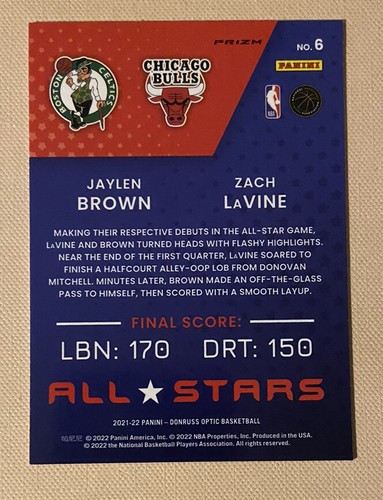 2021-22 Donruss Optic Al Stars Jaylen Brown Zach LaVine SILVER HOLO PRIZM #6 - Picture 2 of 2
