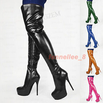 Women Thigh High Boots Full Side Zip High Heels Over Knee Women Thigh High Boots Full Side Zip High Heels Over Knee