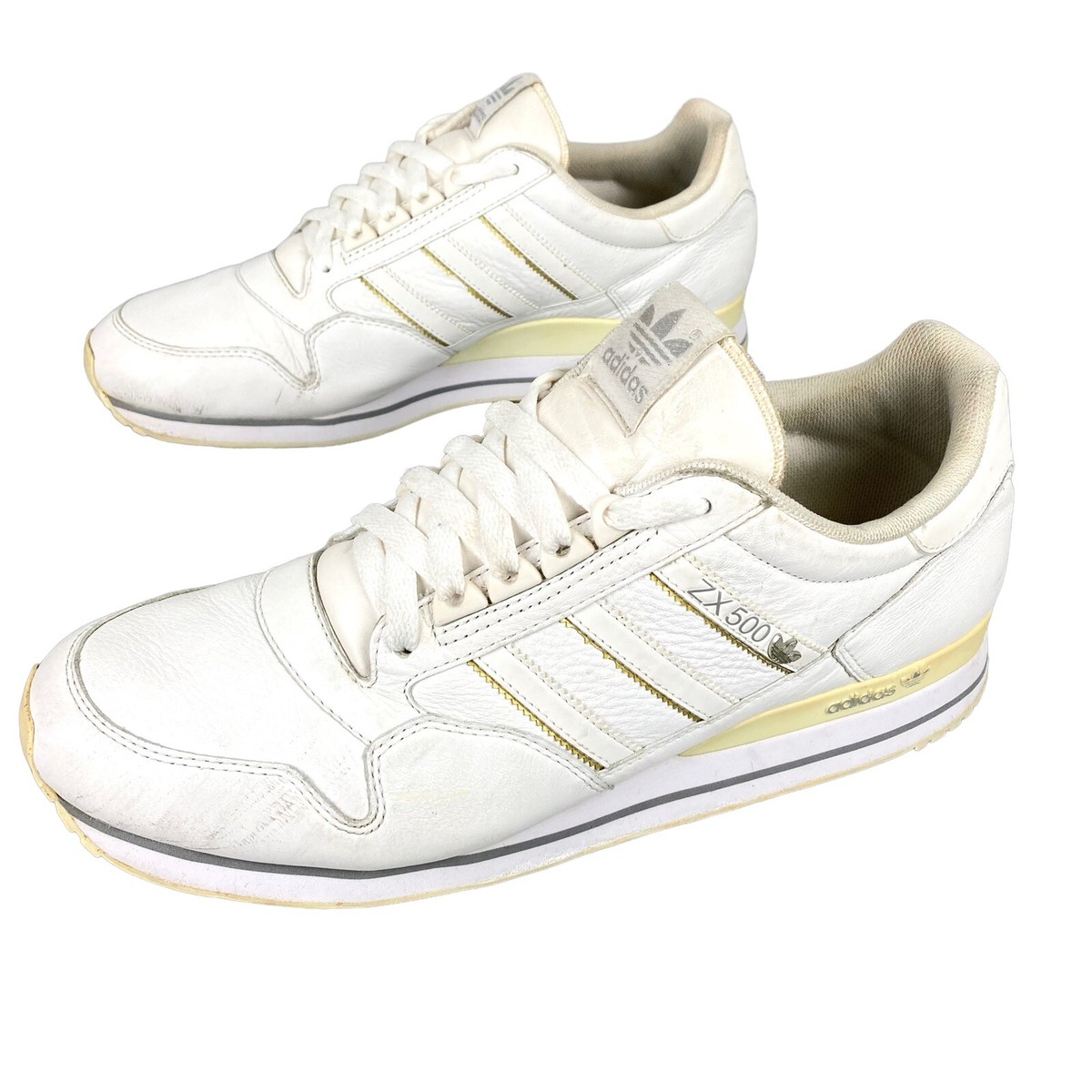 白 Adidas Originals ZX 500 Athletic Shoes White 116506 Low Top