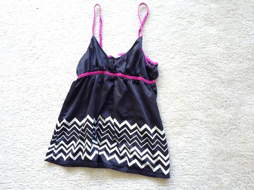 Missoni for Target black/cream chevron hot pink stretchy USED S nightie cami top - Picture 2 of 8