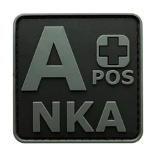 Blood Type A + Positive NKA ACU Hook Patch [3D-PVC Rubber-2.0 X 2.0 inch -BP2]