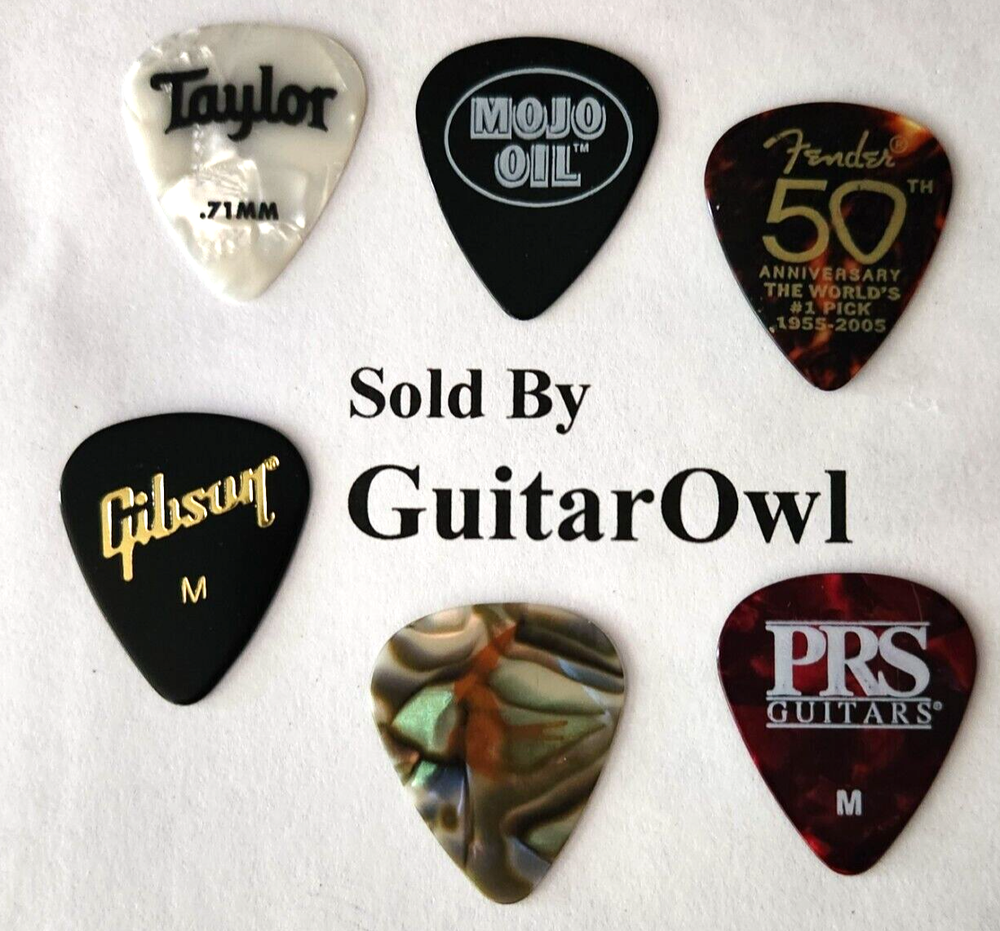 Fender Gibson Taylor PRS Medium Guitar Picks Assorted 6 picks CM2