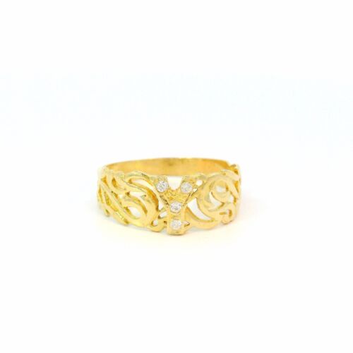 Damenring, Goldring mit Muster und Zirkonen Gelbgold 585 14 KT Größe 58 - Bild 2 von 4