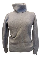 Vtg 80s/90s Lord & Taylor Light Blue Turtleneck Sweater Lambswool Angora Medium