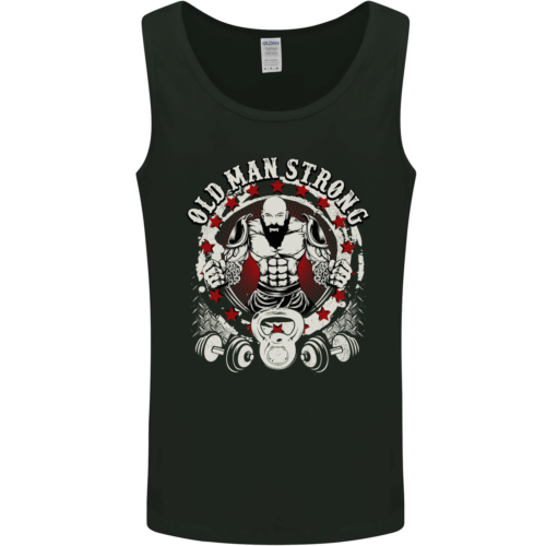 Old Man Strong Gym Age Bodybuilding Mens Vest Tank Top - Picture 1 of 31