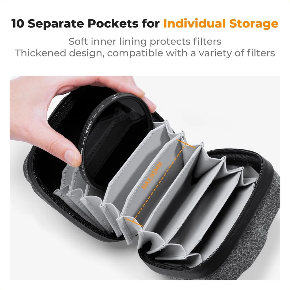 K&F Concept 10 in 1 Lens Filter Case, Hard Shell Camera Filter Pouch Up to 95mm - Image 2 of 4