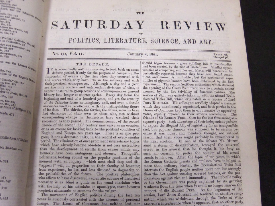 1861 SATURDAY REVIEW 2 BOUND VOLUMES - COMPLETE YR- PUBLISHED IN LONDON - R 1080 Foto 2 de 4