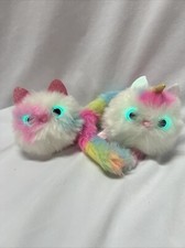 Pomsies Unicorn Kitty Cat And Cat Pair Pet Plush Light-Up Eyes Sound Cute