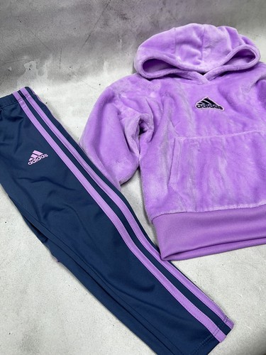 Adidas girls sz 4t SILKEN FLEECE PULLOVER AND TIGHTS SET - Picture 2 of 10