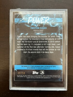2021 Topps Pro Debut Triston Casas /50 Power Auto #TC-18 Boston 