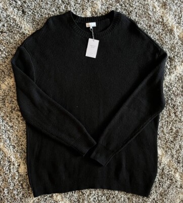 Danielle Bernstein Women s Oversized Chunky Crewneck Sweater Black Sz  S/M *NEW*