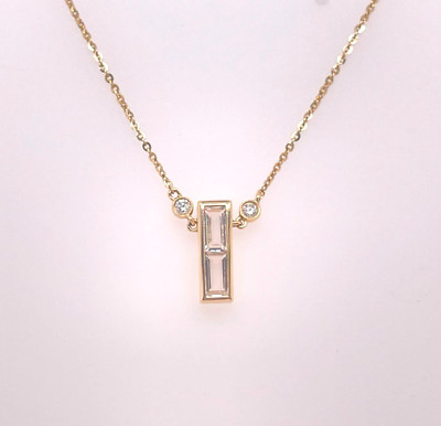 Sophia by Design 14K Gelbgold Weißtopas & Diamant Anhänger Halskette 16-18''