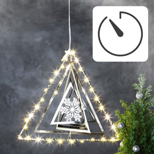 LED Dreieck Metall 3D beleuchtet Design modern Deko Batterie Timer Lichterkette - Bild 3 von 7