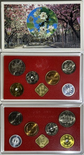 Japan 1991 6 Coins Mint Set + Year of Goat Medal Osaka Cherry Blossom MS29