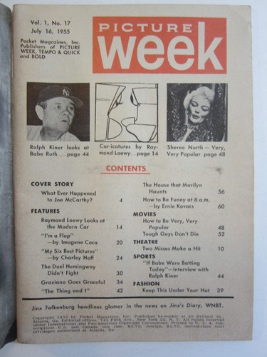 Picture Week Magazine v. 5 #26, July 1955 VG Marilyn Monroe Cover! Grace Kelly! - Picture 3 of 5