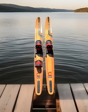 Vintage Pair of Dick Pope Jr Cypress Gardens Wooden Water Skis 67